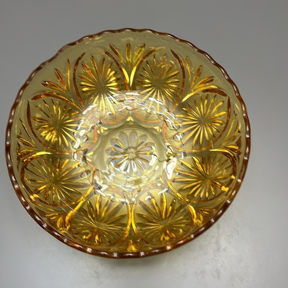 Vintage 1970s Amber Glass Bowl Anchor Hocking Candy Dish Honey Gold MCM Decor - Picture 2 of 8